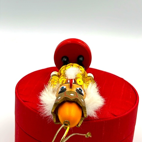 Pottery Barn wooden nutcracker furry hair sequin jacket hand painted mouth opens - Picture 5 of 11